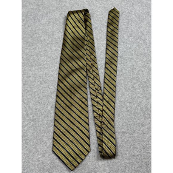 Brooks 346 Silk Gold Navy Stripe Neck Tie - Picture 1 of 6